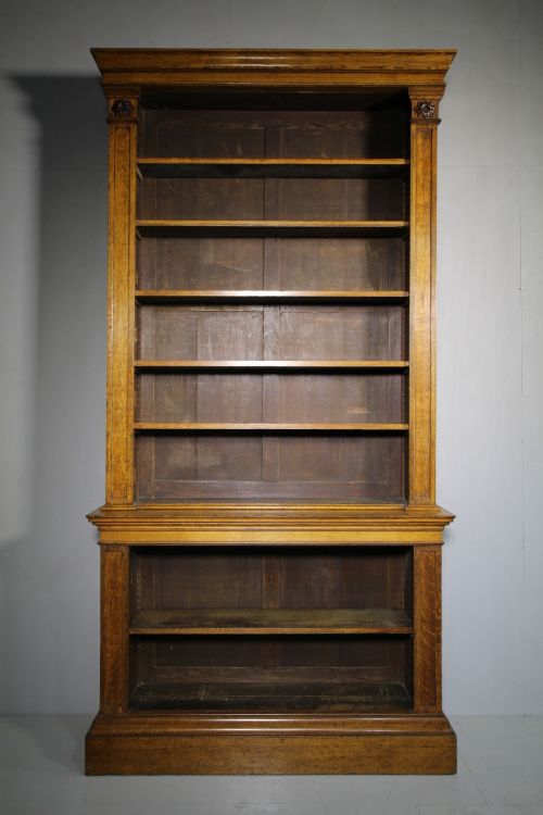 William IV Quality Antique Oak Open Bookcase.