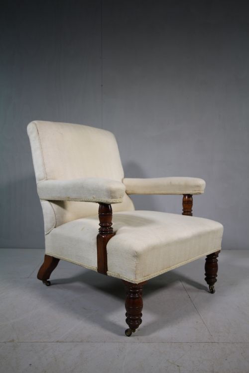 Gillows of Lancaster Antique Upholstered Armchair.