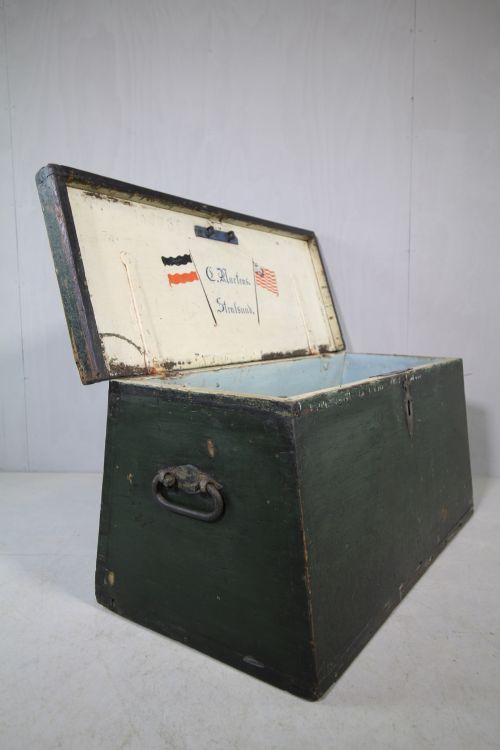 Georgian Antique Ship's Pine Box in Original Paint.