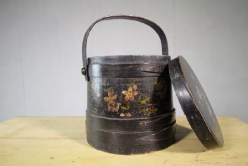 19th Century Antique & Coopered Painted Pine Barrel