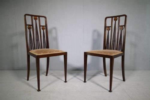 Pair of Glasgow School Antique Art Nouveau Chairs by Js Henry.