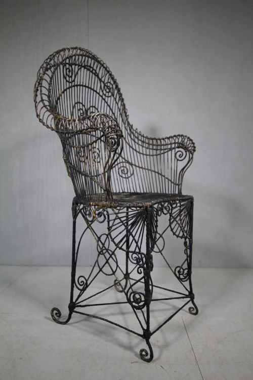 English 19th Century Antique Wire Work Armchair.