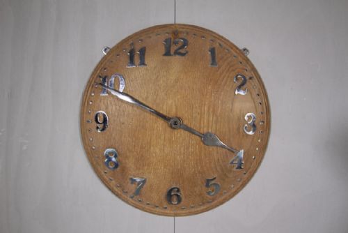 Heals of London Convex 1920'S Oak Wall Clock.
