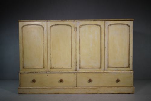 Super Large Antique Press Cupboard in Original Paint .