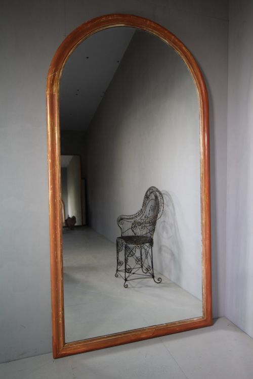 Large & Tall 19th Century Arch Top Antique Mirror.