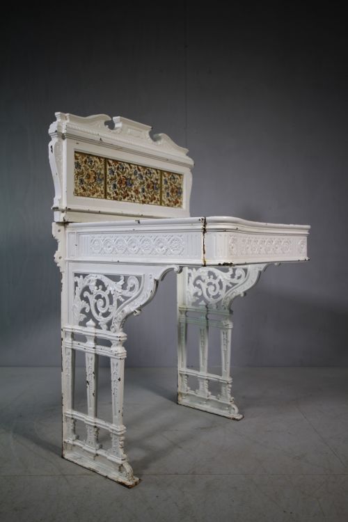 Complete 19th Century Antique Cast Iron Sink Stand.