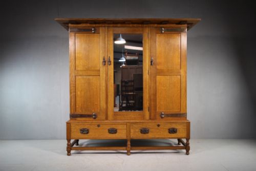 Super Large Heals of London Oak Antique Wardrobe-splits Up.