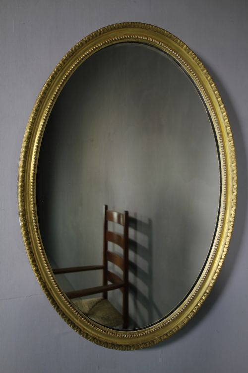 19th Century Gilt Framed Antique Oval Mirror.