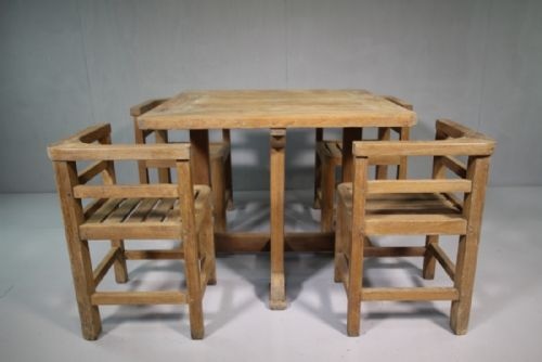 1930'S English Teak Garden Set : Chairs & Table.
