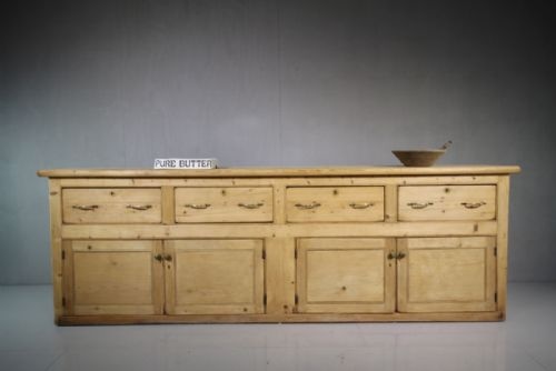 Large English 19th Century Antique Pine Dresser Base.