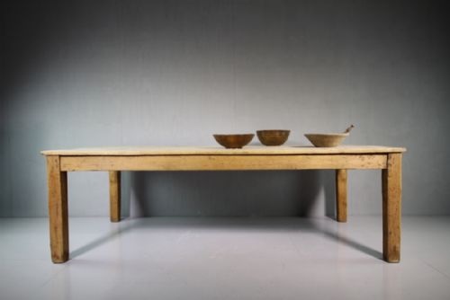 Very Large Antique Sycamore & Pine Farmhouse Dining Table.