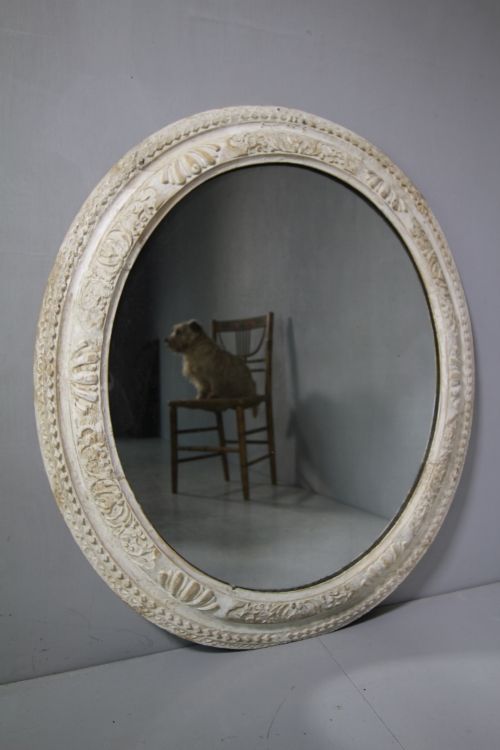 Georgian Oval Antique Carved Pine & Gesso Mirror.
