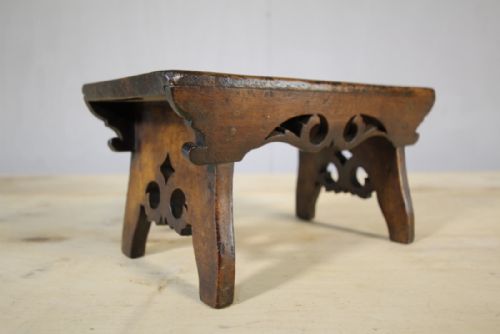 Georgian Antique Mahogany Stool with Pierced Top.