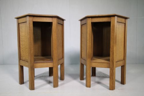Pair of English 1920'S Oak Side Tables