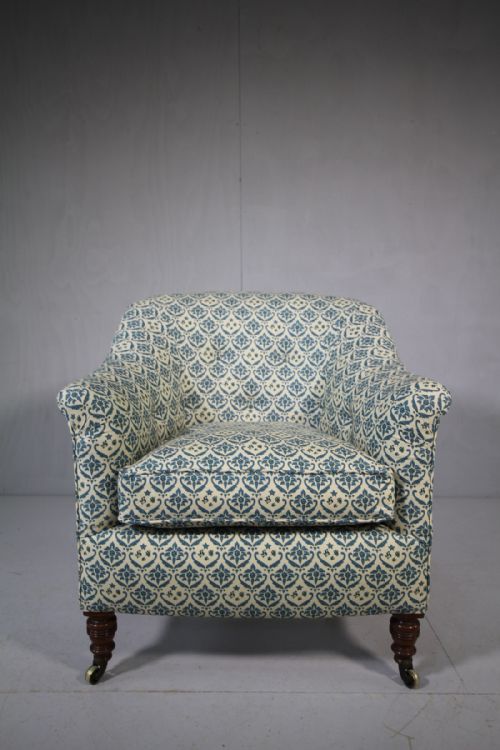 19th Century Upholstered Howard & Sons Antique Armchair.
