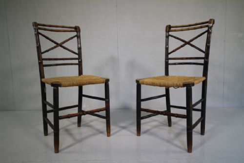 Pair of Regency Antique Simulated Bamboo Chairs.
