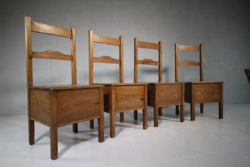 19th Century Antique Pine Box Seat Chairs.