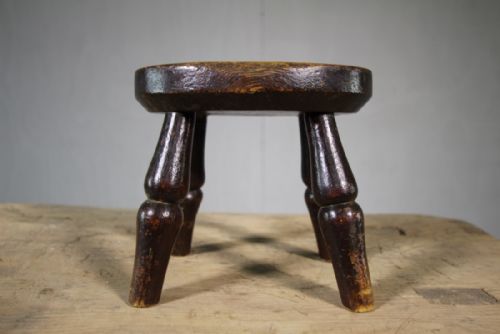 19th Century English Antique Elm Stool.