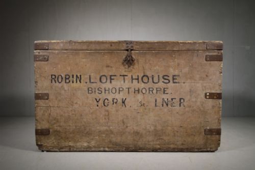 Large 19th Century Antique Painted Pine Box.