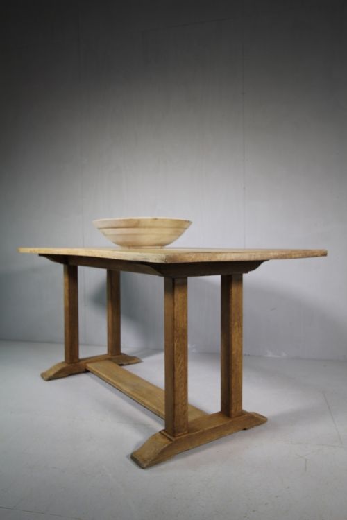 1930'S Labelled Heals Oak Refectory Dining Table.