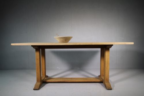 1920'S Labelled Heals Oak Refectory Dining Table.