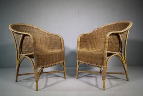 Pair of 1920'S Dryad Wicker Garden Chairs.
