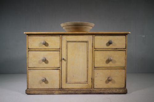 Original English Painted Pine Antique Dresser Base