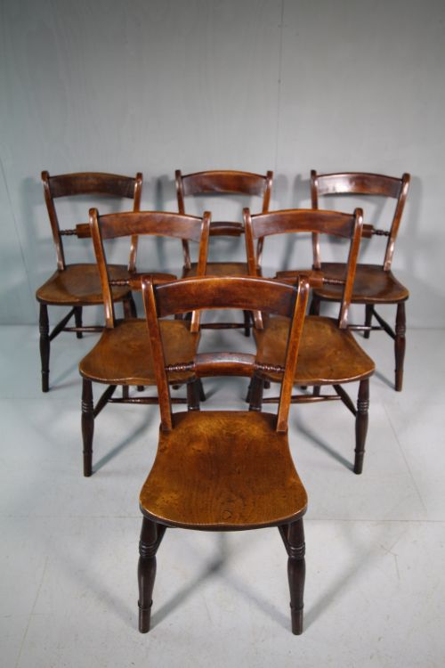 Superb Set of Six Antique Blade Back Dining Chairs.