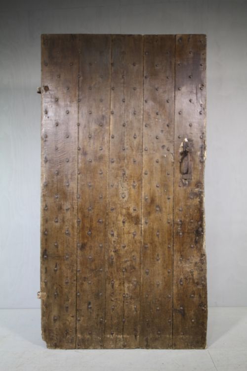 Rare 17th Century English Studded Oak Antique Door.
