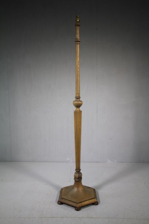 Edwardian Antique Oak Heals Standard Lamp.