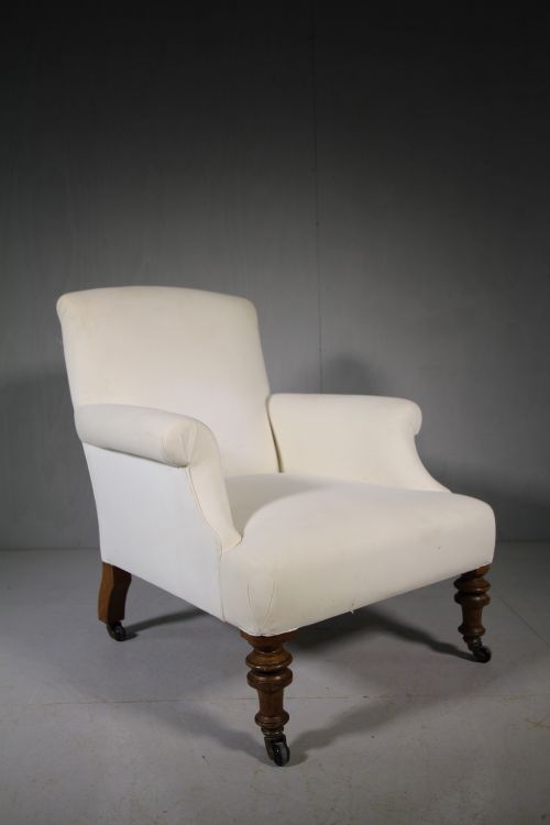 English 19th Century Antique Upholstered Armchair.