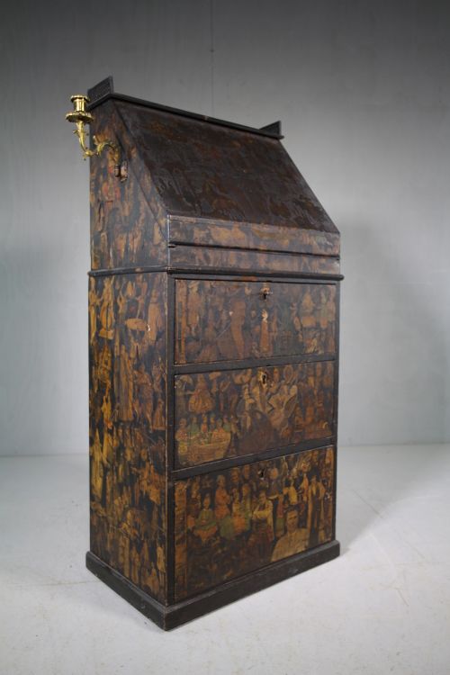 Wonderful 19th Century Decoupage Antique Chest.