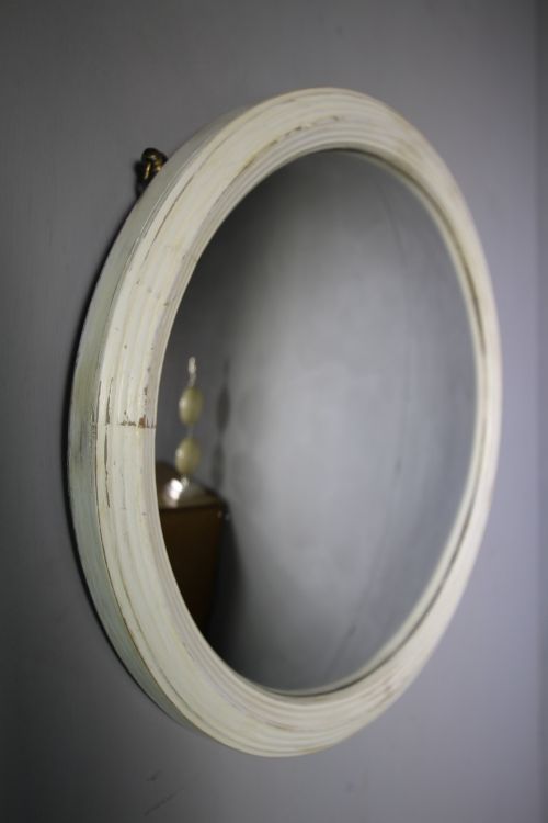 Unusual 19th Century English Antique Oval Convex Mirror.