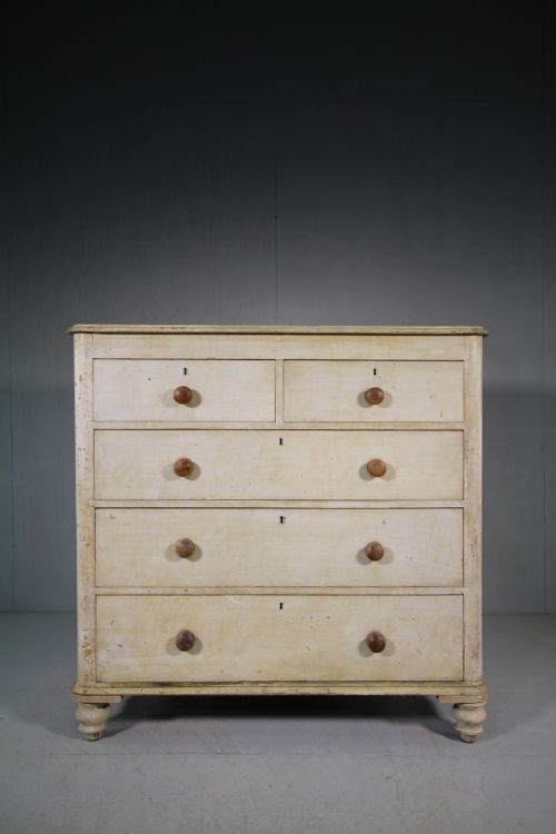 English 19th Century Antique Chest in Original Paint.