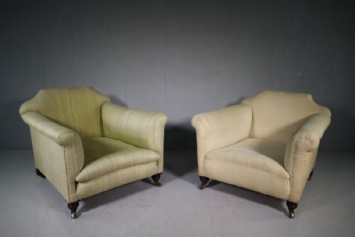 Pair of Deep Seated 19th Century Antique Armchairs.