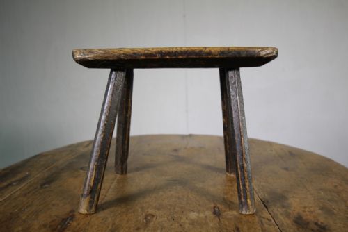 Georgian Country Antique Stool in Elm & Original Paint.