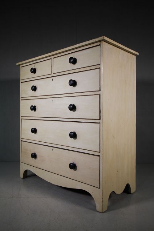Large Scale 19th Century Antique Painted Pine Chest.