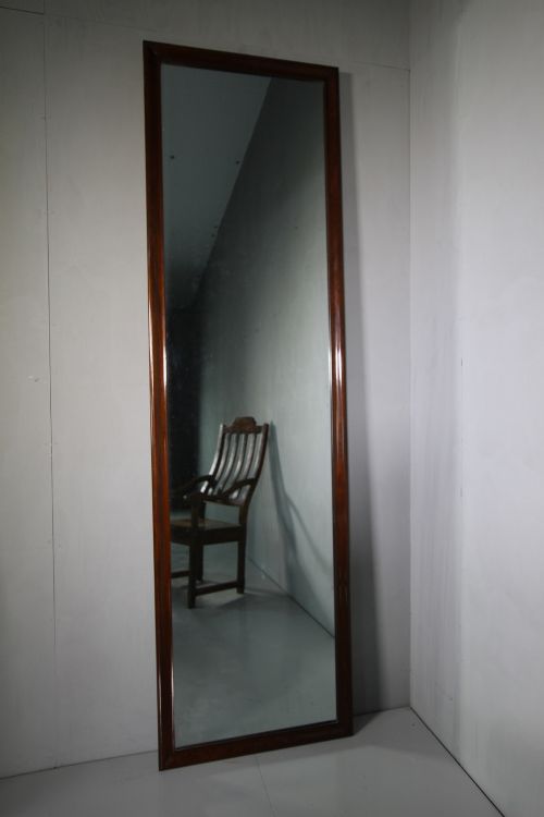 Tall English Antique Mahogany Outfitters Mirror.