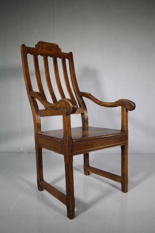 Large Georgian English Antique Armchair in Fruitwood.