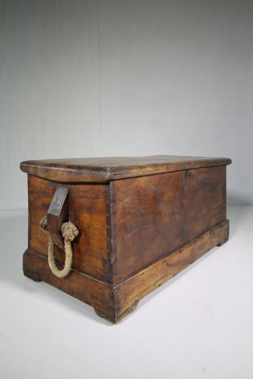 19th Century Camphor Wood Antique Ships Box.