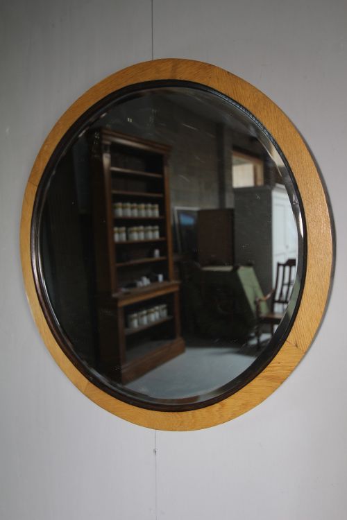 Heals 1930'S Oak Circular Mirror.