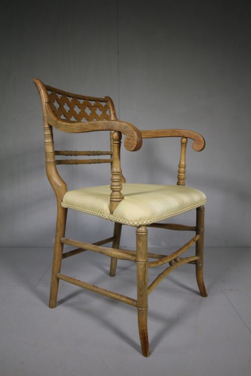 Quality Regency Antique Simulated Bamboo Armchair.