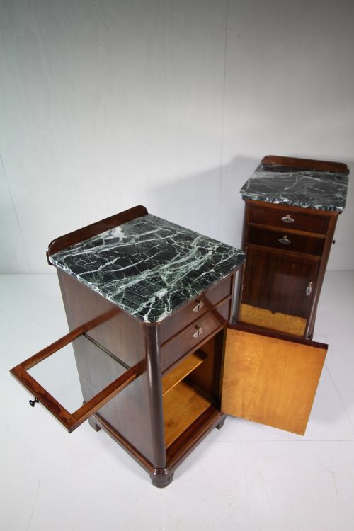 True Pair of 1920'S Mahogany Bedside Cabinets.