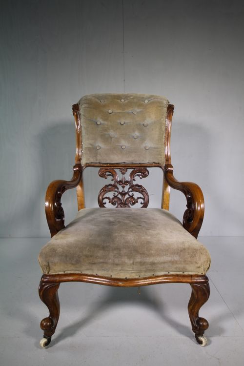 Rare 19th Century English Antique Campaign Armchair.
