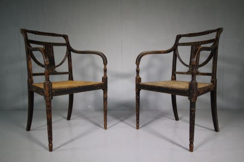 Pair of English Regency Antique Armchairs.
