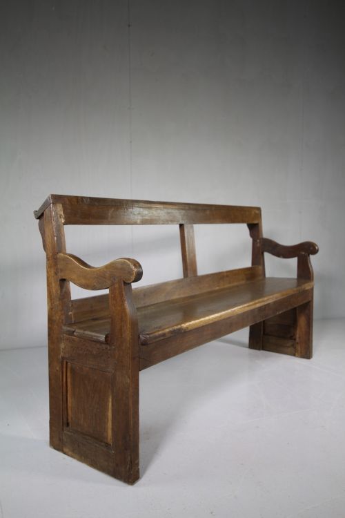 English 19th Century Antique Oak Chapel Bench