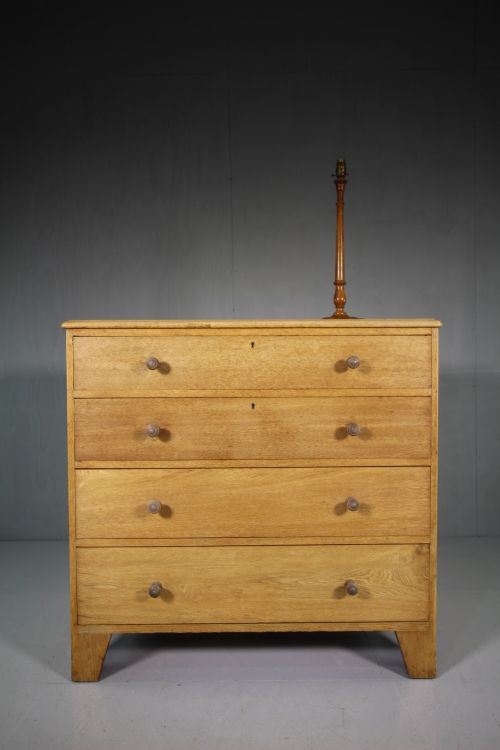 Heals 1930'S Oak Chest of Drawers. Labelled.