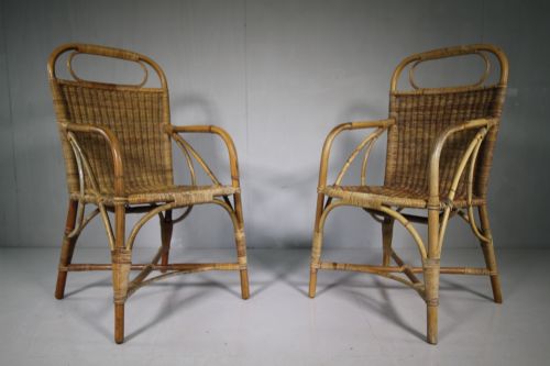 Pair of English Dryad 1930'S Garden Dining Chairs .