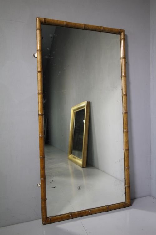 Large 19th Century Faux Bamboo Antique Mirror.