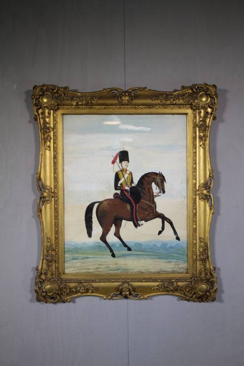Georgian Military Antique Painting in Original Gilt Frame.